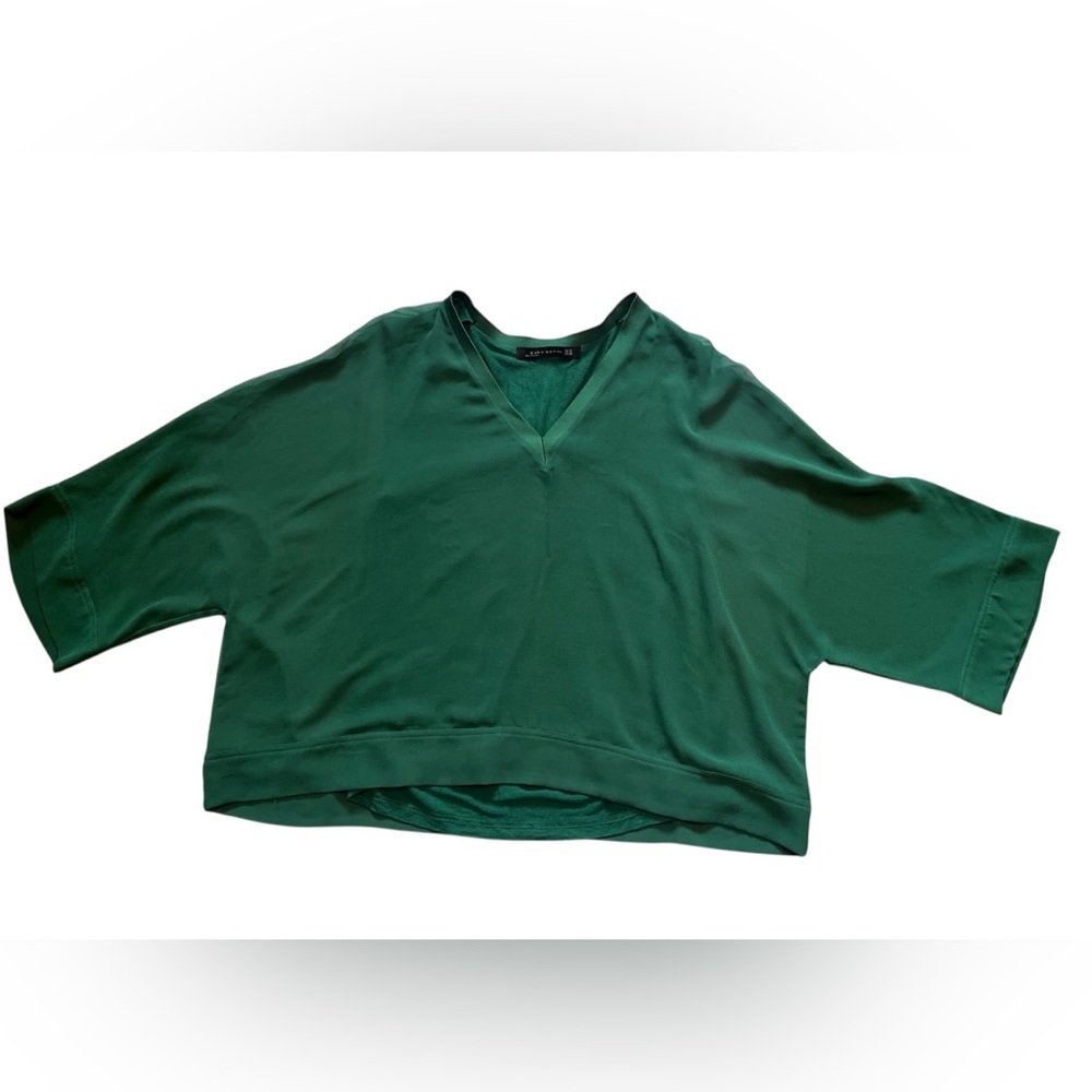Zara Emerald V-Neck Blouse